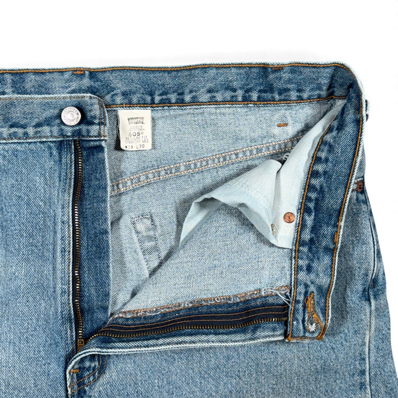 Vintage Levis 505 Jeans Mens 36x28 Blue Light Wash Regular Straight Denim 90s - Picture 4 of 12